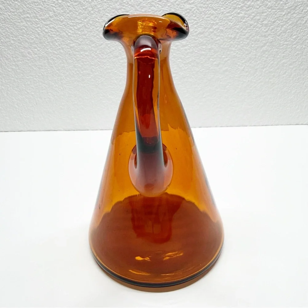 Vintage Brown Glass Fluted Pitcher Bud Vase